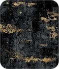 Washable Area Rugs 8ft Non-Slip Modern Abstract Soft for Living Room Entryway Bedroom Nursery, Print Pattern, Dark Black Gold
