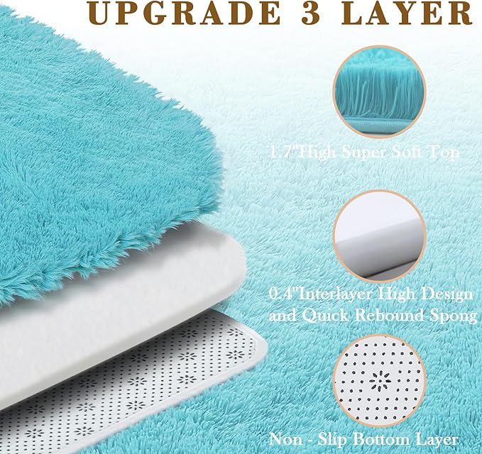 Rugs for Living Room 6x9, Alfombras para Salas Shag Large Plush Soft Area Rug, Shaggy Carpets for Bedroom, Kids Boys Girls Home Decor Aesthetic(Teal Blue, 6 x 9)