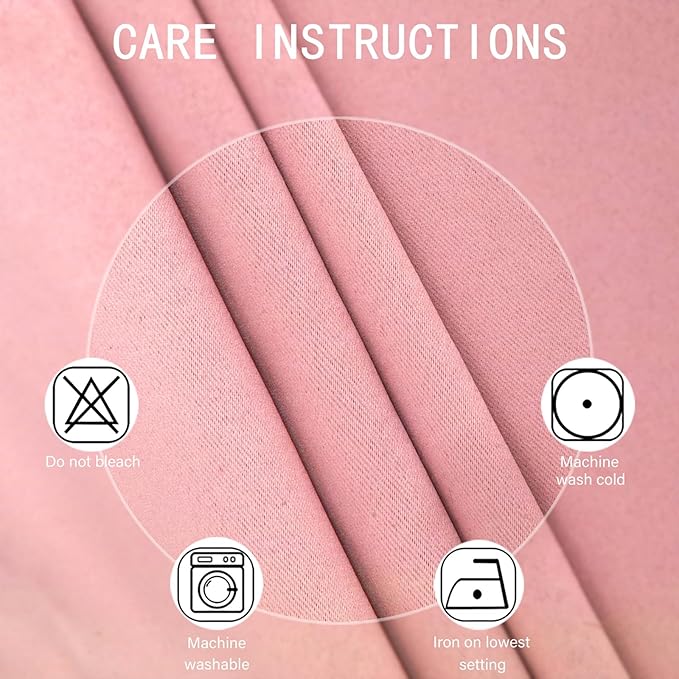 LEMOMO Blackout Curtains 52 x 90 Inch Long Pink Curtains Set of 2 Panels Room Darkening Curtains for Bedroom and Living Room