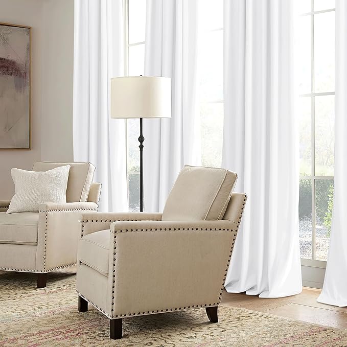 RYB HOME White Velvet Curtains 84 inches 2 Panels Set - Plush Soft Modern Decorative Drapes Thermal Insulted Window Treatment Panels for Bedroom Living Room Dining Room, W52 x L84