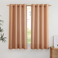 NICETOWN Thick Linen Burnt Orange Curtains 63 inches Long, Grommet Linen Weave Semi Sheer Window Treatment Privacy Added with Light Filtering Drapes for Bedroom, 2 Panels, W55 x L63