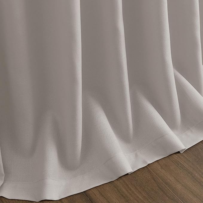 Nanspring Stone Grey Linen Curtains 96 Inches Long for Living Room Simple Modern Light Filtering Semi Sheer Curtain Back Tab and Rod Pocket Neutral Luxury Drapes for Bedroom Office 52x96, 2 Panels