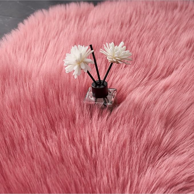 EasyJoy Ultra Soft Fluffy Shaggy Area Rug Faux Fur Rug Chair Cover Seat Pad Fuzzy Area Rug for Bedroom Floor Sofa Living Room (2 x 4 ft Rectangle, BlushPink)