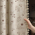 Boho Floral Spring 100% Blackout Curtains 84 Inch Length 2 Panels Set, Linen Texture Farmhouse Curtains with Beige Tassel for Living Room Bedroom, Vintage Rustic Rod Pocket,Brown