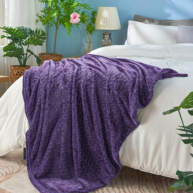inhand Fleece Throw Blanket, Super Soft Fuzzy Blanket for Couch Sofa Bed Office, Cozy Plush Fleece Blanket Throw Size, Washable Lightweight Flannel Blankets Throw for All Season(50”x60”,Purple)