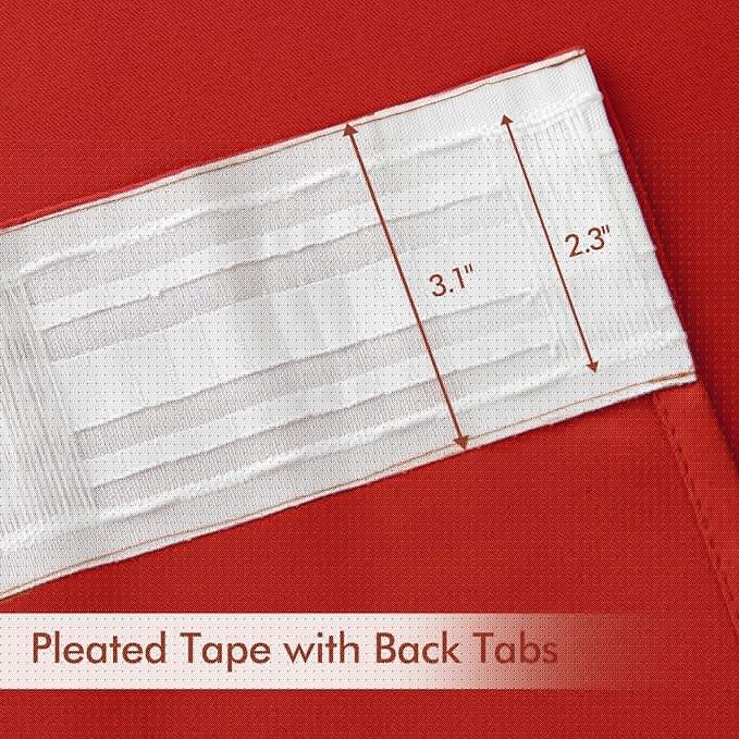 MIULEE Christmas Red Back Tab Blackout Curtains 108 Inch Long 2 Panels Set for Living Room Bedroom, Rod Pocket/Pinch Pleat Extra Long Thermal Insulated Room Darkening Pleated Light Blocking Drapes