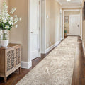 2'6"x16' Washable Hallway Runner Rug - Non Slip Kitchen Runner Rugs with Rubber Backing Vintage Low-Pile Carpet Runners for Entryway Dining Room Laundry Room Home Decor (Beige)