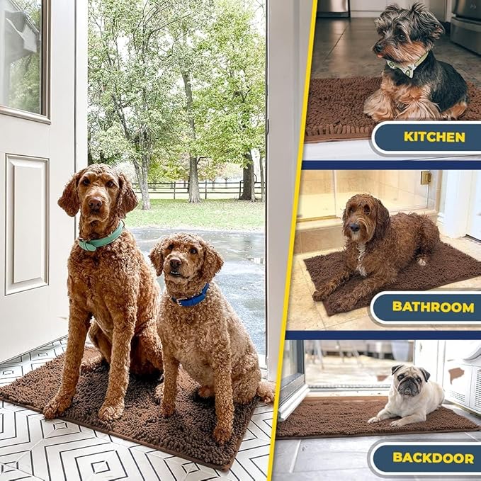 Muddy Mat® | Super Absorbent Door Mat Indoor, Microfiber Quick Dry Chenille Entryway Rug, Non-Slip Front Door Mat, Indoor Mats for Entryway, Machine Washable Pet Rug, Brown 24"x36"