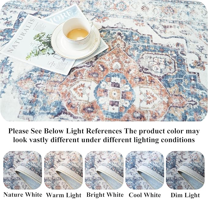 4x12 Wide Hallway Runner Rug: Vintage Washable Soft Runners for Living Room Bedroom Water Resistant Carpet with Non-Slip Backing for Entry Kitchen Dining Room Thin Bathroom Floor Mat(Brick,4x12)