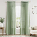 Nanspring Mist Sage Linen Curtains 84 Inch Length 2 Panels Set for Living Room Rod Pocket Back Tab Light Filtering Window Drapes for Bedroom Dining Room Protect Privacy Modern Farmhouse Decor 52x84