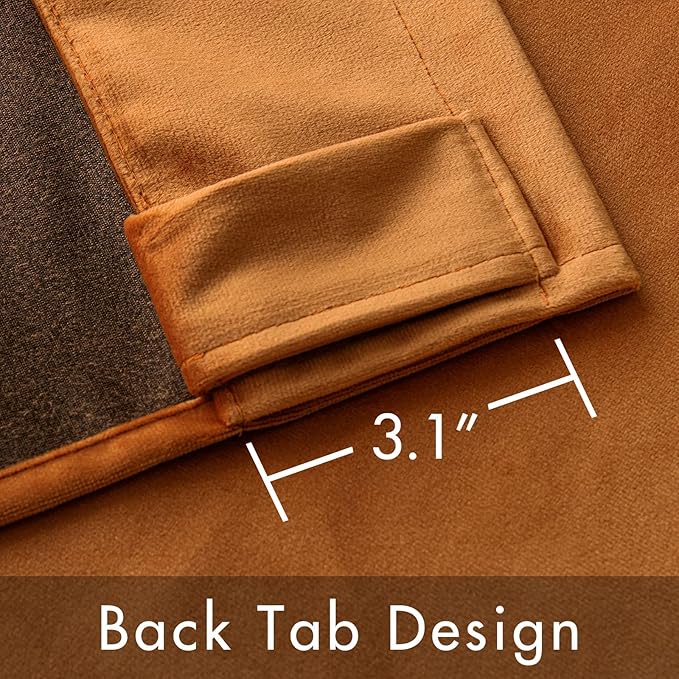 MIULEE Velvet Curtains 96 inches 2 Panels - Luxury Blackout Curtains for Bedroom Living Room Thermal Insulated Super Soft Window Drapes Rod Pocket & Back Tab, Gold Brown, W52 x L96 inches
