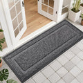 OLANLY Front Door Mat Indoor Outdoor Entrance, Waterproof All-Season, All-Weather Doormat, Sturdy Natural Rubber, Low Profile, Easy Clean Patio Porch Entryway Mat, 47x17, Black and White