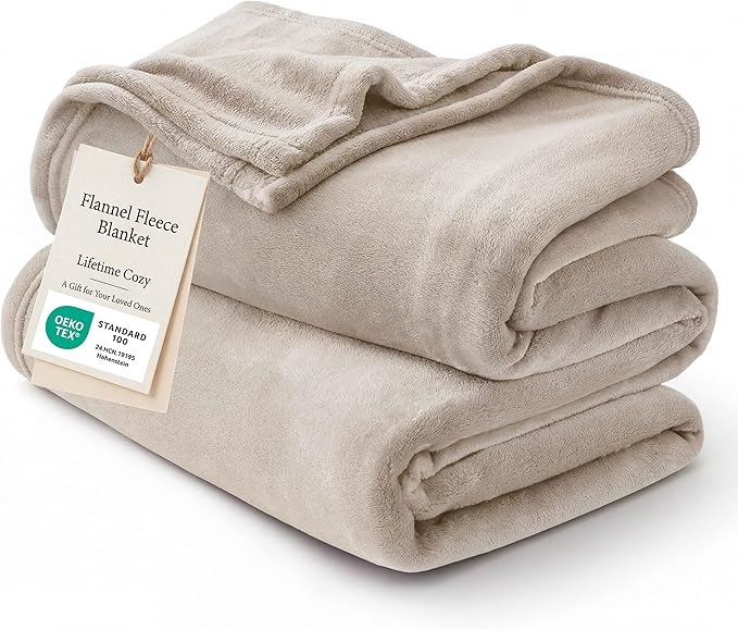 Bedsure GentleSoft Fleece Throw Blanket for Couch Oxford Tan - Lightweight Plush Fuzzy Cozy Soft Blankets and Throws for Sofa, 50x60 inches