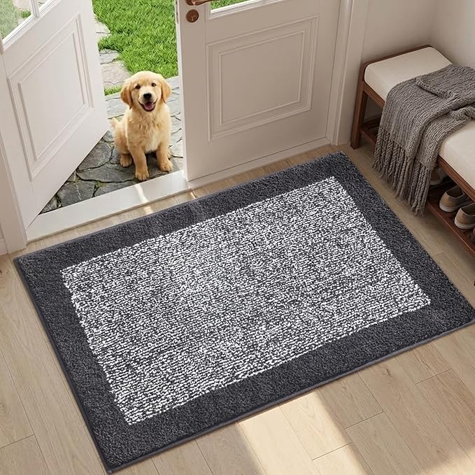 36x24 Large Bathroom Rugs Washable Non Slip, Dark Grey Bath Mat for Bathroom Floor Tub, Soft Absorbent Quick Dry Mats for Shower, Bathtub,Home Decor