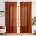 Nanspring Extra Wide Linen Curtains for Living Room 84 Inches Long Terracotta Light Filtering Semi Sheer Boho Farmhouse Curtain for Bedroom Office Luxury Back Tab and Rod Pocket 100x84, 2 Panels