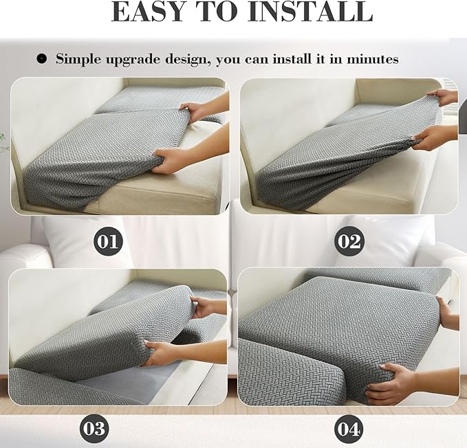 Sofa Covers Couch Covers for Sofa Pet Friendly Couch Cushion Covers Universal Sofa Covers Washable Stretch Slipcovers for Sectional Sofa (Texture Metal Gray,Extra Large Single Seat Cover)