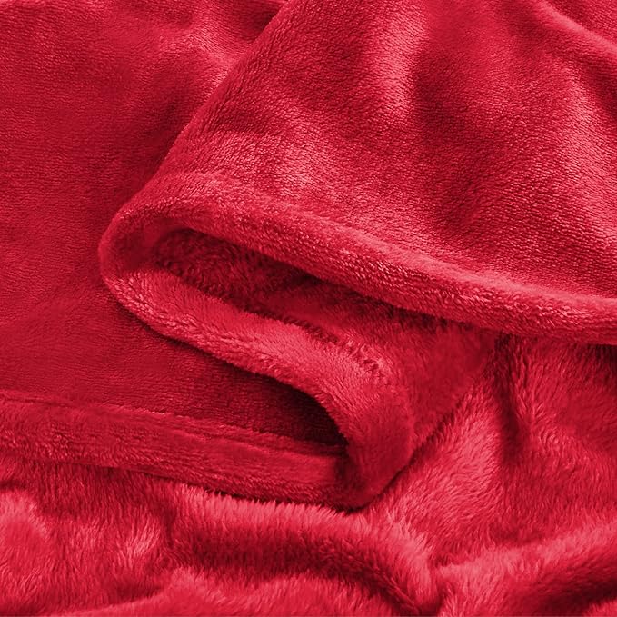 BEDELITE Fleece Blanket Red Full Blankets for Couch & Bed, Luxury Plush Cozy Fuzzy Blanket 84" x 90", Super Soft Warm Lightweight Throw Blanket for Travel Camping