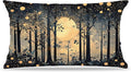 Rustic Night Moon William Morris Inspired Forest Gold Pillow Covers 18x18,Vintage Black and Gold Botanical Nature Landscape Decorative Throw Pillow Covers for Home Bedroom Living Room