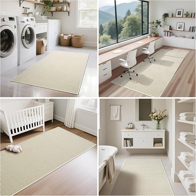 YDKGL 2x5 ft Hallway Runner Rug Boho Woven Washable Long Kitchen Runner Rugs Mat Non Slip, Soft Entryway Laundry Hall Runner Floor Carpet for Indoor Backdoor Bedroom Kitchen Living Room, Beige