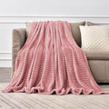 BEDELITE Large Throw Blankets for Couch - 3D Ribbed Jacquard Cute Fuzzy Fleece Blanket, Warm and Breathable Soft Cozy Throw XL Blanket, Dusty Pink