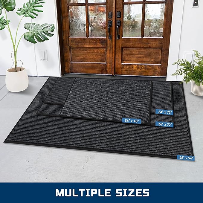 Extra Large Front Door Mat, 3 x 4 Feet Indoor Outdoor Entrance Mat, Heavy Duty Commercial Floor Mats, Non-Slip Rubber Backing Doormat for Entryway, Waterproof, Low-Profile, Easy to Clean