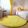 ONASAR Yellow Round Rugs 5ft for Bedroom Living Room, Fluffy Circle Area Rug for Kids Girls Boys Teen, Soft Plush Shaggy Carpet for Nursery Dorm Classroom Playroom Home Decor Aesthetic