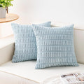 Pack of 2 Corduroy Decorative Throw Pillow Covers 20x20 Inch Soft Striped Pillow Covers Modern Farmhouse Home Decor for Sofa Living Room Couch Bed（Sky Blue）