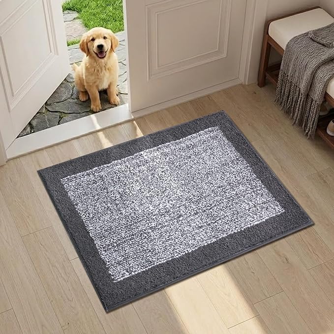 Bathroom Rugs 24x17 Non Slip Washable, Grey Bath Mat for Bathroom Floor Tub, Soft Absorbent Quick Dry Mats for Shower, Bathtub,Home Decor