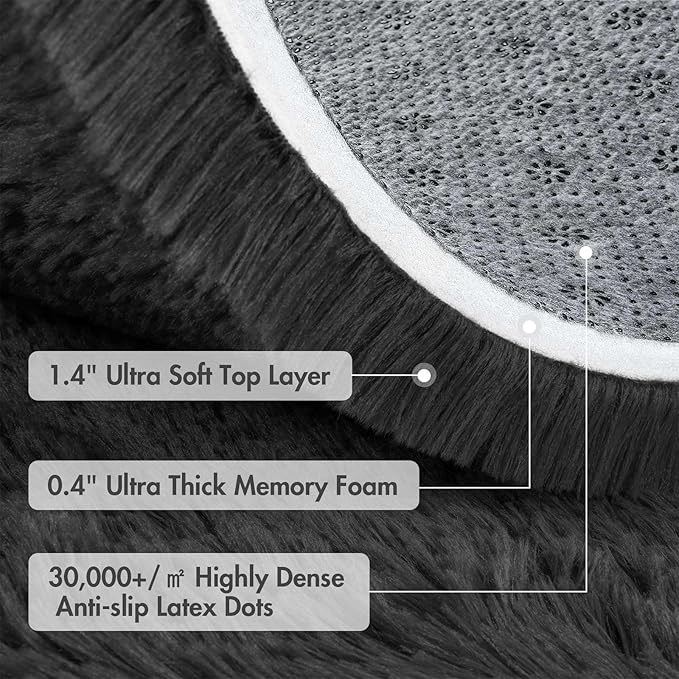 5x7 Ft Shag Area Rug for Bedroom, Ultra Soft Fluffy Furry Rugs for Living Room Indoor Floor, Aesthetic Carpet for Kids Home Decor (Grey)
