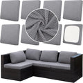 8Pcs Outdoor Cushion Covers, Patio Cushion Covers,Stretch Elastic Slipcovers, Replacement Washable Furniture Protector for Patio Couch,Thick Jacquard Textured Twill Fabric(Gray ,8PCS,Cover Only)