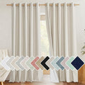 NICETOWN Farmhouse Style Keep Warm Large Window Draperies 108 inches Length with Thermal Insulated Liners, 2 Panels, 62" W, Full Blackout Natural Linen Curtains for Sliding Glass Door