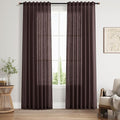 Coffee Brown Linen Curtains 80 Inch Length for Living Room Light Filtering Semi Sheer Curtain Back Tab Rod Pocket Luxury Modern Rustic Home Decor Neutral Drapes for Bedroom Dinner Room 52x80, 2 Panels