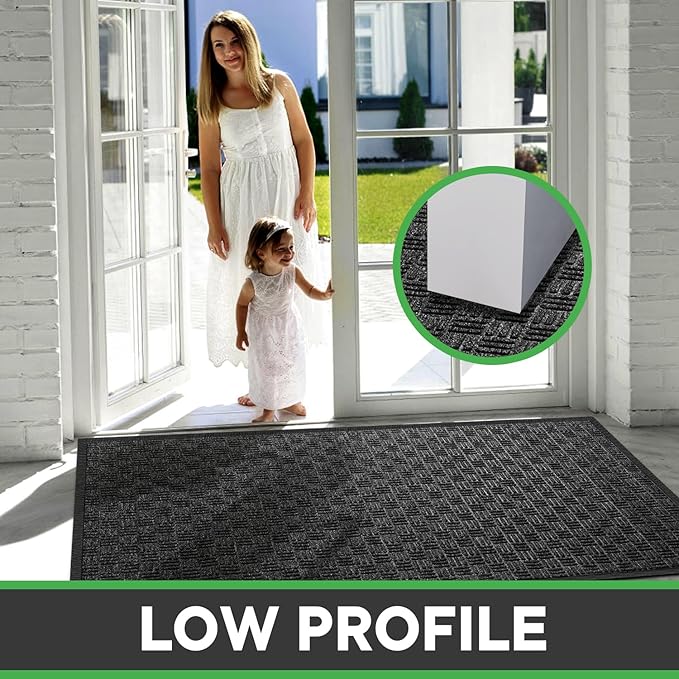 Mibao Front Door Mat, Heavy Duty Durable Welcome Mat for Outdoor Indoor, Dirt Trapper Waterproof Super Absorbent Door Mat for Entryway Outside Patio Porch, 47" x 24", Gray