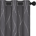 Deconovo Grey Curtains for Living Room, Blackout Drapes, Protect Pravicy Thermal Insulated Soundproof Window Drape, Wave Dots Foil Print, 42 x 95 Inch, Set of 2 Panels for Bedroom Sliding Glass Door
