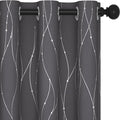 Deconovo Gray Curtains for Living Room, Blackout Drapes, Protect Pravicy Thermal Insulated Soundproof Window Drape, Wave Dots Foil Print, 42 x 72 Inch, Set of 2 Panels for Bedroom Classroom Office