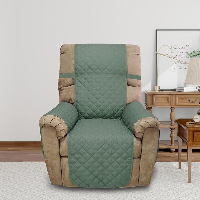 Recliner Chair Covers Reversible Sofa Cover Couch Cover for Pets Lazy Boy Furniture Protector(28''Recliner,Greyish Green/Taupe)