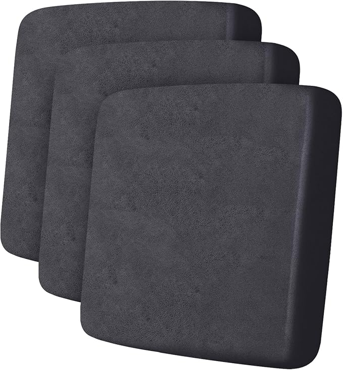 Leather Look Couch Cushion Covers Sofa Seat Slipcovers Sets Couches Furniture Protector for Sectional Armchair Loveseat Pets Kids Stretch Spandex Fabric (3 Cushion XL Sofa, Dark Grey)