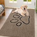 Smiry Dog Door Mat for Muddy Paws, Absorbent Dirt Trapper Non Slip Quick Dry Washable Chenille Mat for Mud Dogs, Entry Rug for Indoor and Outdoor (47x32 Inches, Camel and Black)