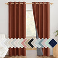 NICETOWN 100% Absolutely Blackout Linen Curtains with Thermal Insulated Liner, 52" Wide, 2 Panels, 90" Long Drapes, Grommet Retro Burnt Orange Linen Curtains Vertical Drapes Privacy for Bedroom