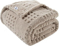 60x80 Inch Waffle Brown Twin Blanket -Fluffy Fleece, Neutral Tan Color, Cute & Aesthetic, Perfect for Sofa, Couch, Chair, Bed, Living Room & Bedroom, All-Season Use, Plush & Cozy Decorative Blanket