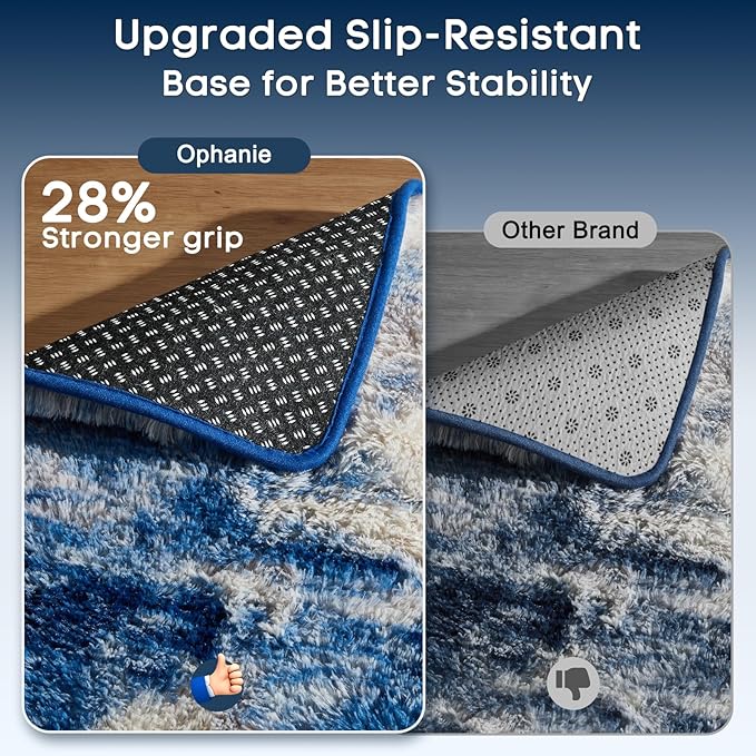 Ophanie Blue White and Grey Area Rugs for Living Room 5x7, Fluffy Shag Large Fuzzy Plush Soft Carpets, Floor Shaggy Rugs for Bedroom, Carpet for Kids Boys Girls Dorm Nursery Home Decor Aesthetic
