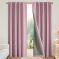 Joydeco Blackout Curtains for Bedroom - 100% Light Blocking 2 Panels Set Pink Drapes 37" W x 96" L, Thermal Insulated Room Darkening Curtains, Linen Textured for Living Room, Rod Pocket & Back Tabs
