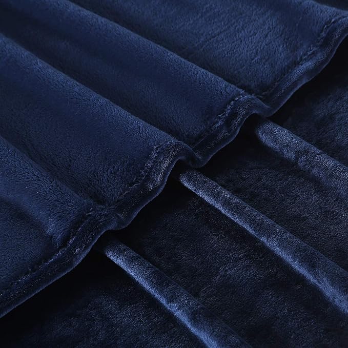 TASTHROW Large Flannel Fleece Throw Blanket, 90×108 Inch - Cozy Lightweight Thick Blanket - All Seasons Suitable for Women, Men and Kids (Navy)