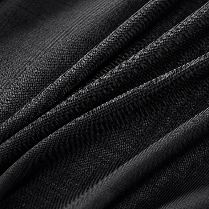 MIULEE Black Linen Curtains 84 Inch Length 2 Panels for Bedroom Living Room, Soft Thick Linen Textured Back Tab Window Drapes Semi Sheer Light Filtering Rod Pocket Modern Farmhouse Halloween Decor