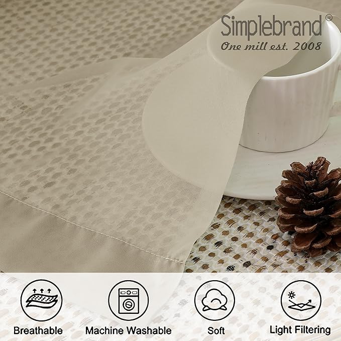 Simplebrand Taupe Sheer Curtains 63 Inch Length 2 Panels, Rod Pocket Solid Color Kakhi Taupe Brown Window Sheer Curtain Panels, Elegant Curtains & Drapes for Living Room, Bedroom (42" W x 63" L)