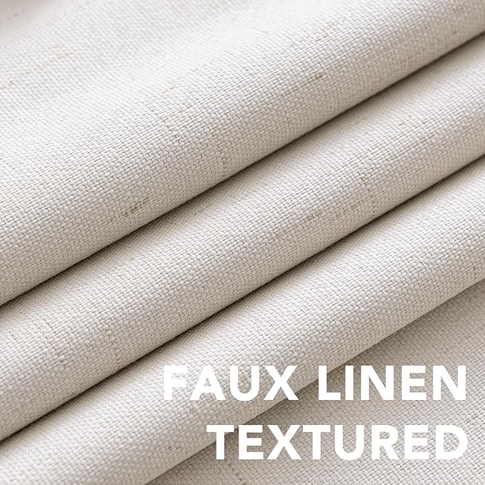 H.VERSAILTEX Primitive Linen Curtains 100% Blackout Curtain Drapes Burlap Fabric Curtains with White Thermal Insulated Liner, Grommet Top Drapes Living Room/Bedroom (2 Panels, 42 x 63 Inch, Ivory)