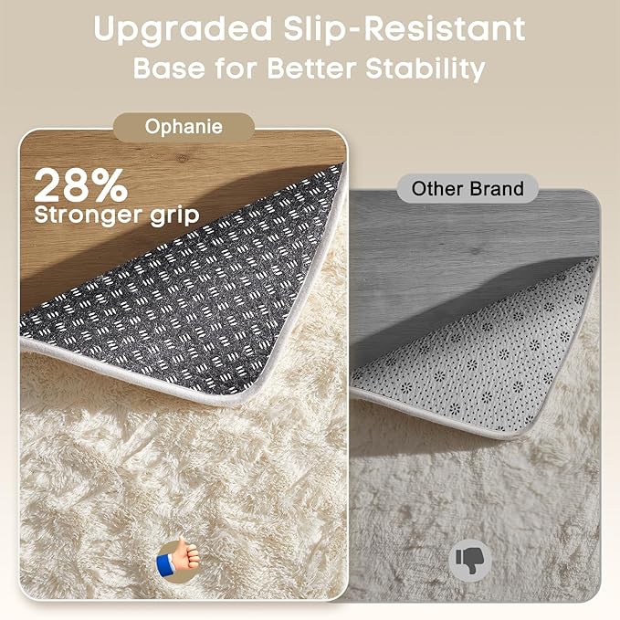 Ophanie Area Rugs 9x12 Living Room, Large Ivory Bedroom Carpet, Big Shag Indoor Thick Soft Nursery Rug, Fluffy Carpets for Boy and Girls Room Dorm Home Decor Aesthetic