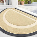 OLANLY Half Circle Door Mat Indoor Outdoor Entrance Welcome, Waterproof All-Season, All-Weather Doormat, Sturdy Natural Rubber, Low Profile, Easy Clean Patio Porch Entryway Mat, 33x21, Beige