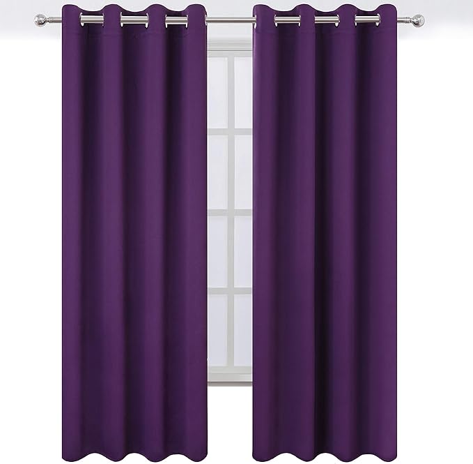 LEMOMO Purple Thermal Blackout Curtains/52 x 95 Inch/Set of 2 Panels Room Darkening Curtains for Bedroom