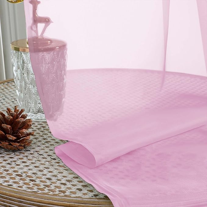 OVZME Light Pink Sheer Curtains 120 Inches Long 2 Panels Set, 59 Inch Extra Wide Soft Airy Lightweight Sheer Curtains for Living Room, Farmhouse Voile Filmy Rod Pocket Drapes, 59Wx120L Inches